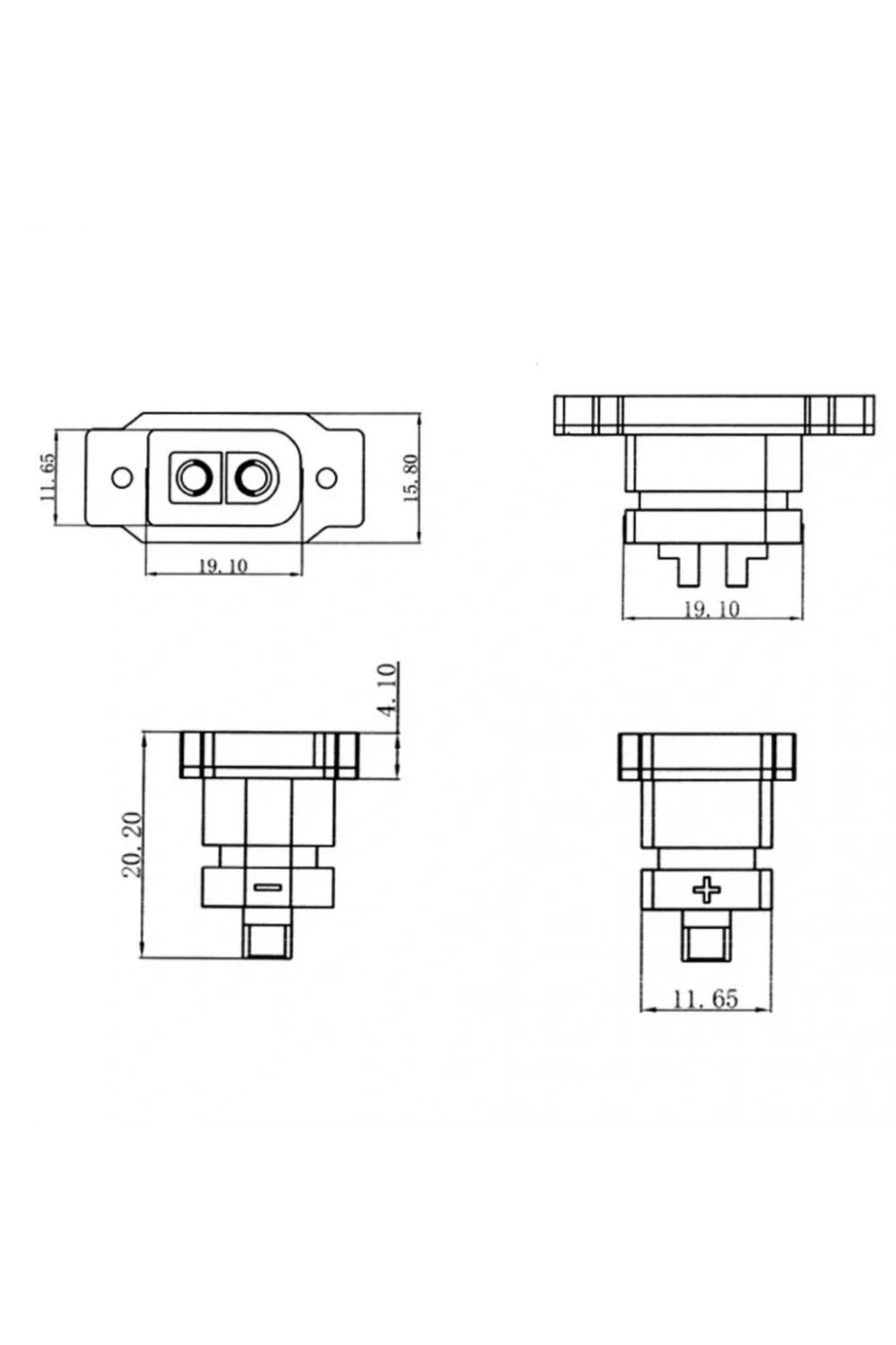 Amass XT60E-F Panel Tipi Dişi Konnektör - XT60