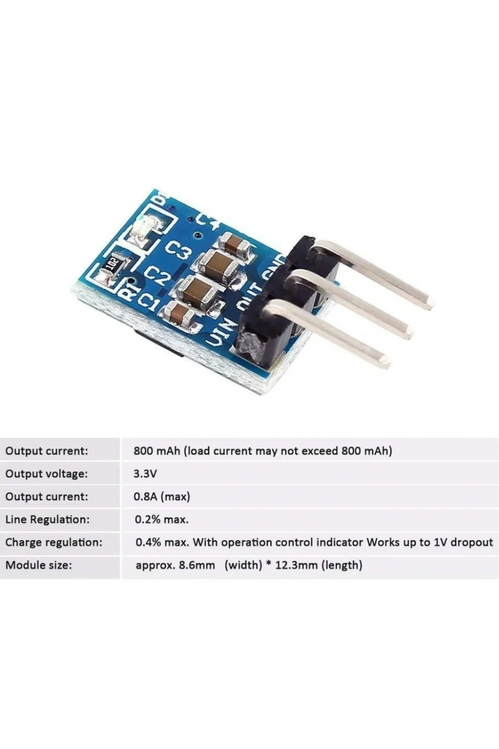 AMS1117 5V to 3.3V Step-Down Güç Kaynağı Modülü