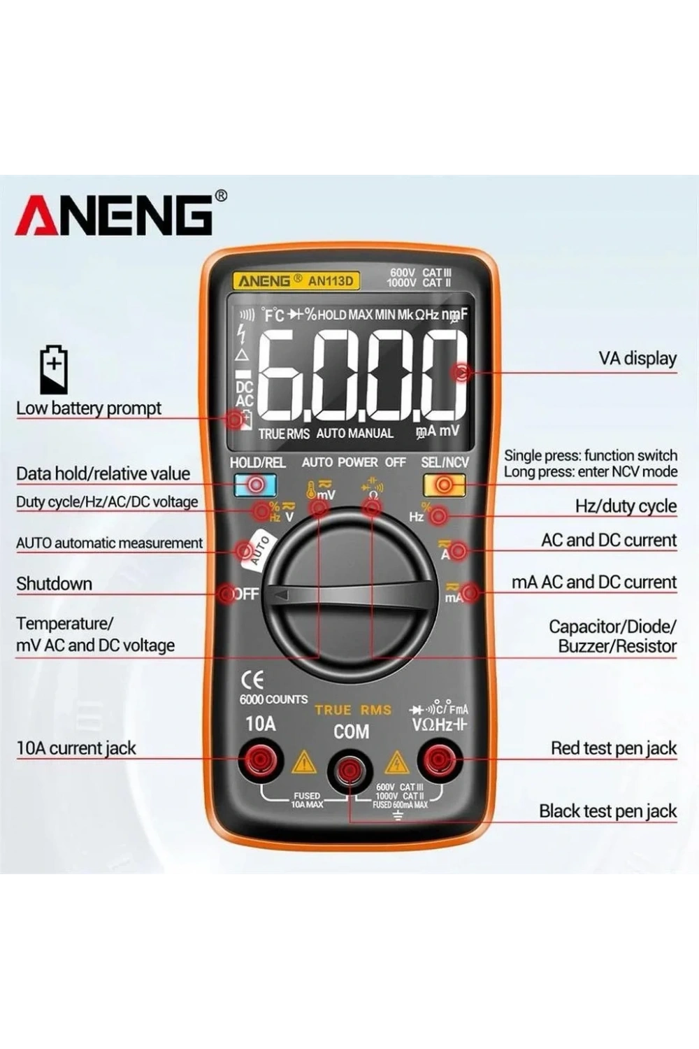 ANENG AN113D Dijital Multimetre Akıllı Otomatik