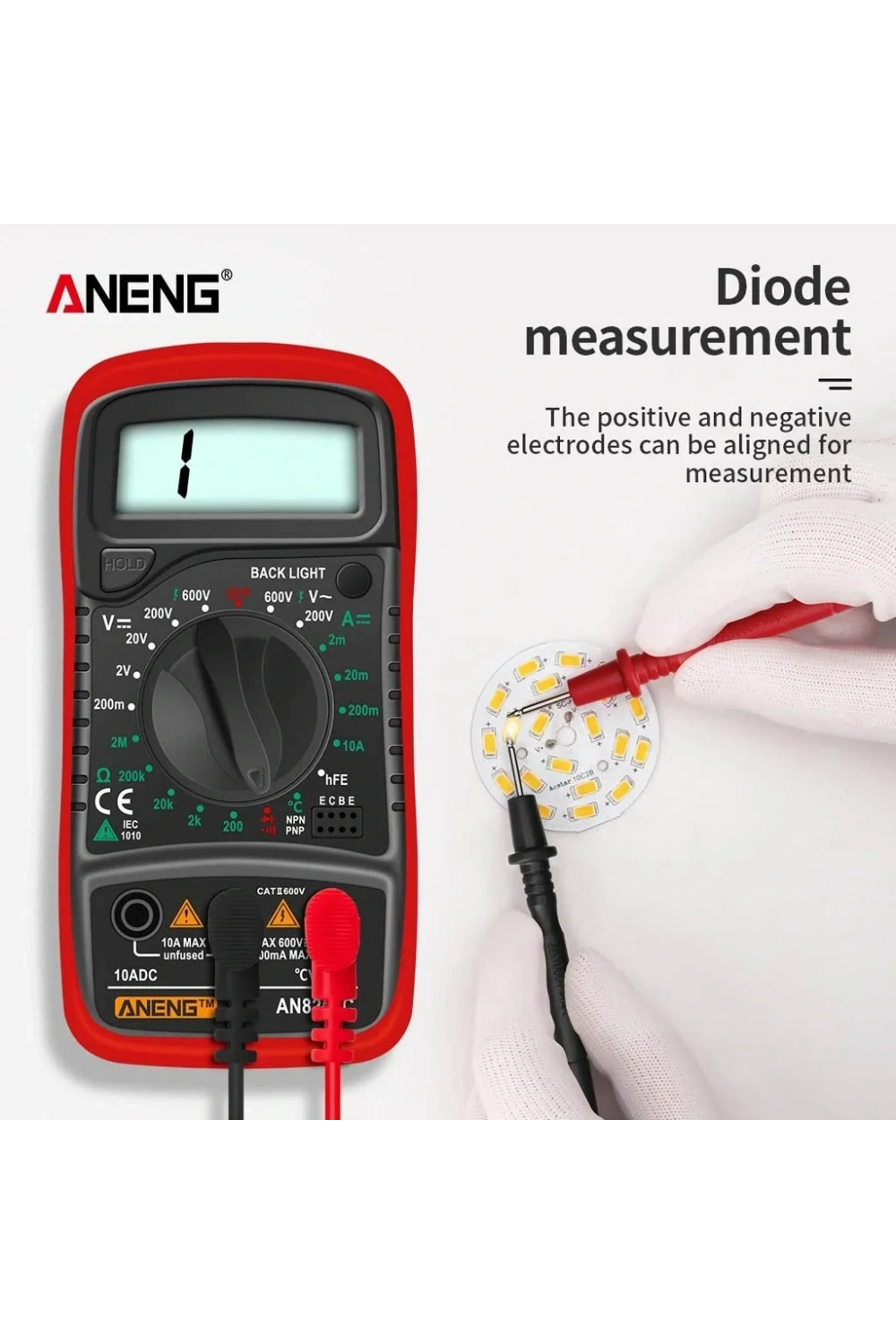 Aneng AN8205C Dijital Multimetre (Kırmızı)