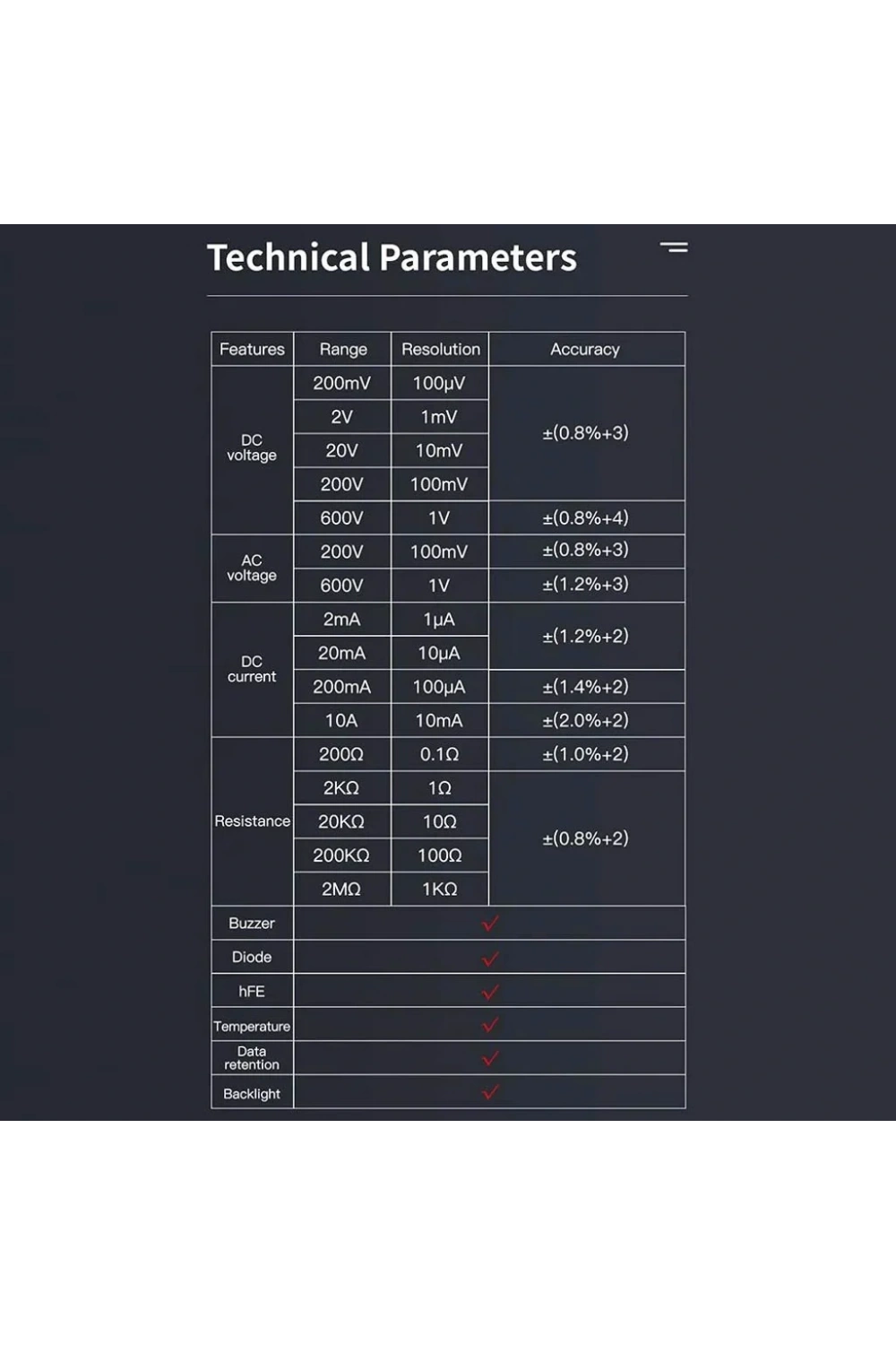 Aneng AN8205C Dijital Multimetre (Kırmızı)