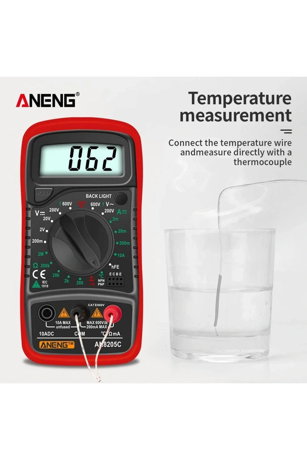 Aneng AN8205C Dijital Multimetre (Kırmızı)