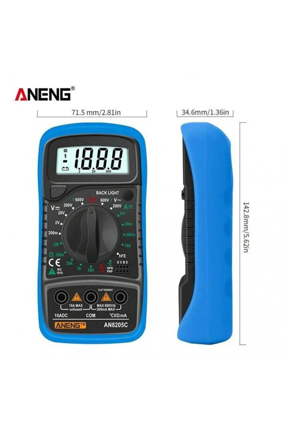 Aneng AN8205C Dijital Multimetre (Mavi)