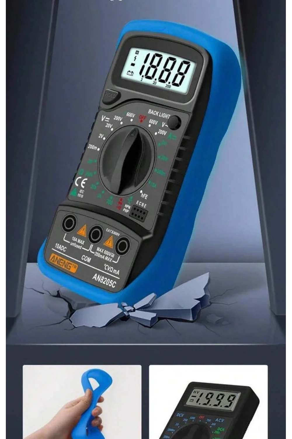 Aneng AN8205C Dijital Multimetre (Mavi)