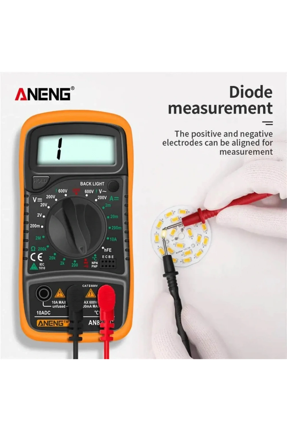 Aneng AN8205C Dijital Multimetre (Sarı)