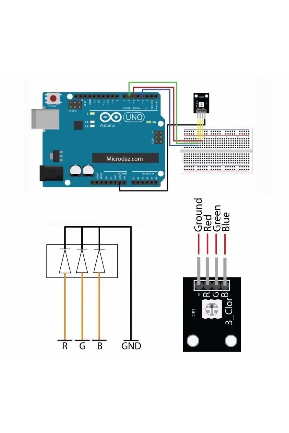 Arduino 3 Renkli Led Modül SMD RGB Led Modülü (KY-009)