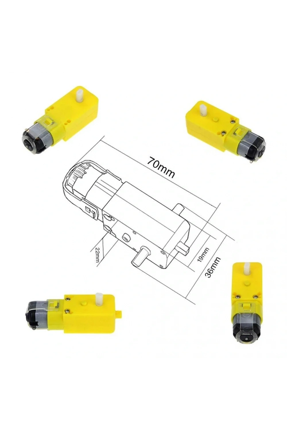 Arduino 6V 250RPM Redüktörlü Araba Motoru