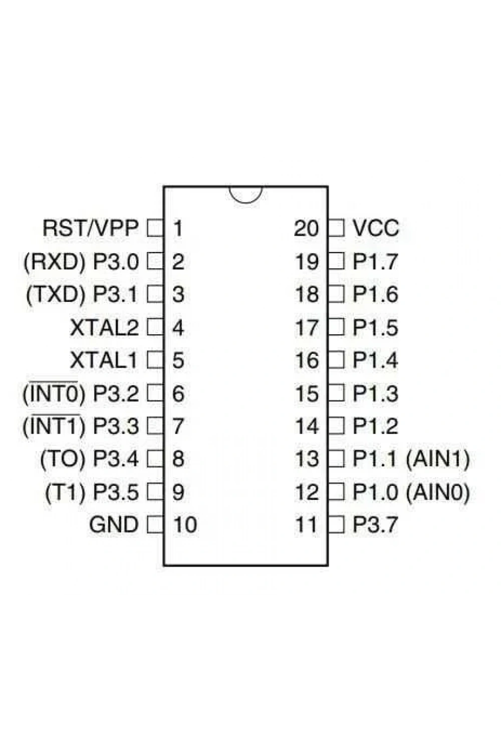 AT89C2051-12PU DIP-20 12MHz Mikrodenetleyici
