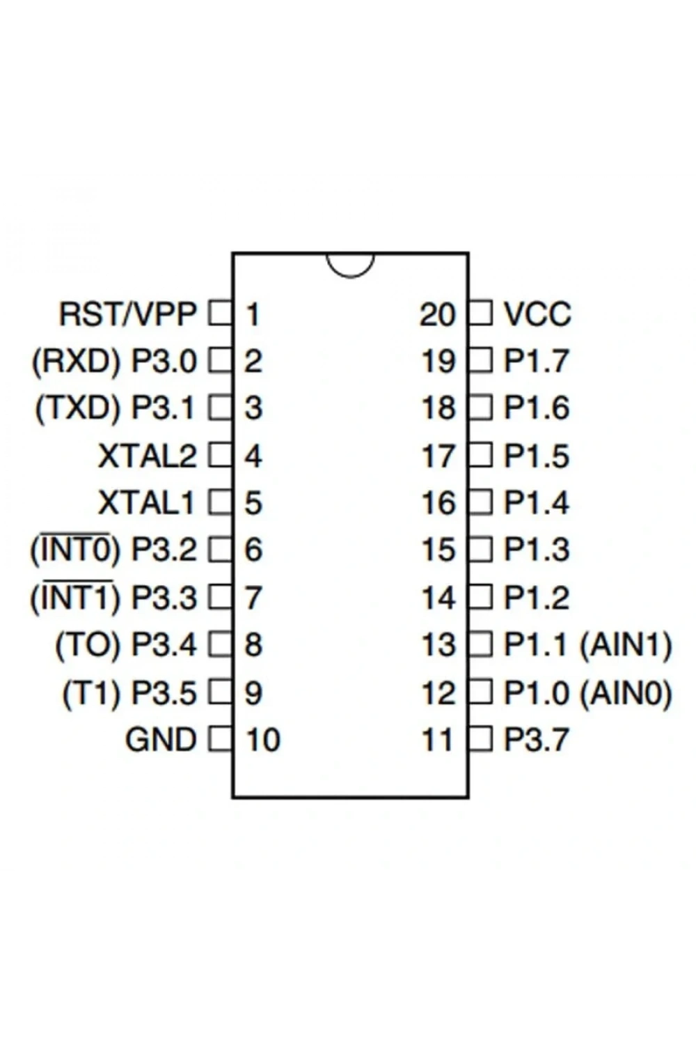 AT89C2051-24PU 8-Bit 24MHz Mikrodenetleyici DIP-20