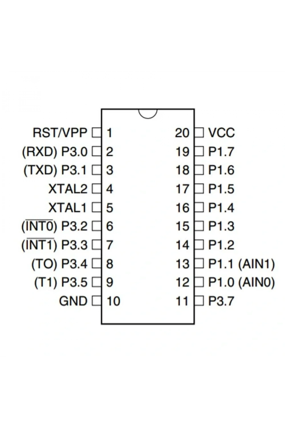 AT89C4051-24PU 8-Bit 24MHz Mikrodenetleyici DIP-20
