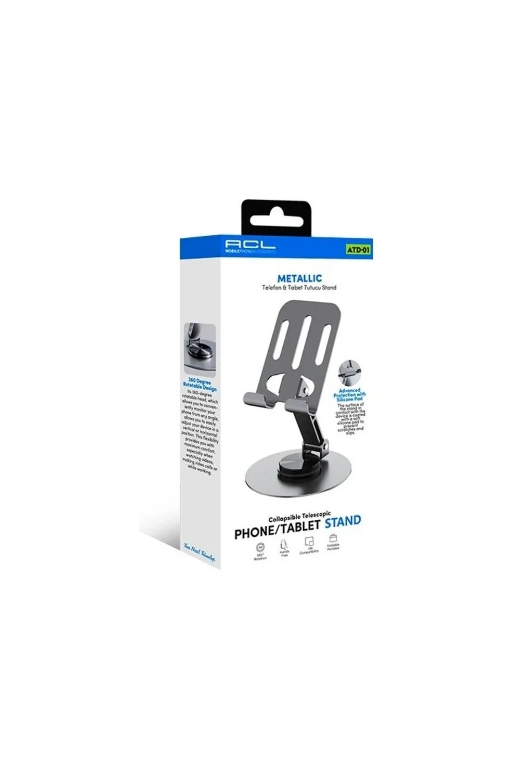 ATD-01 Metalik 360° Ayarlanabilir Telefon Tablet Tutucu Stand
