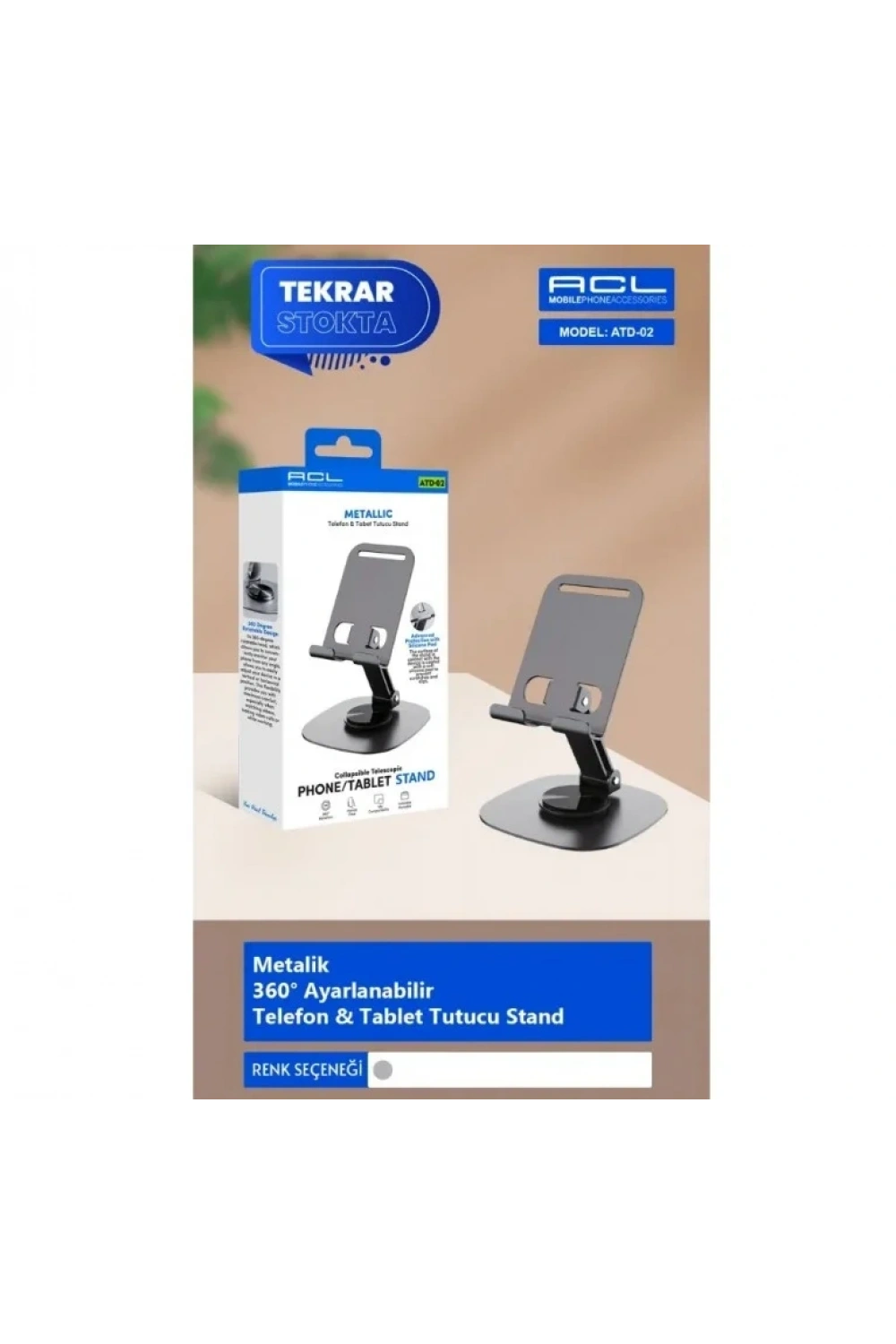 ATD-02 Metalik 360° Ayarlanabilir Telefon Tablet Tutucu Stand