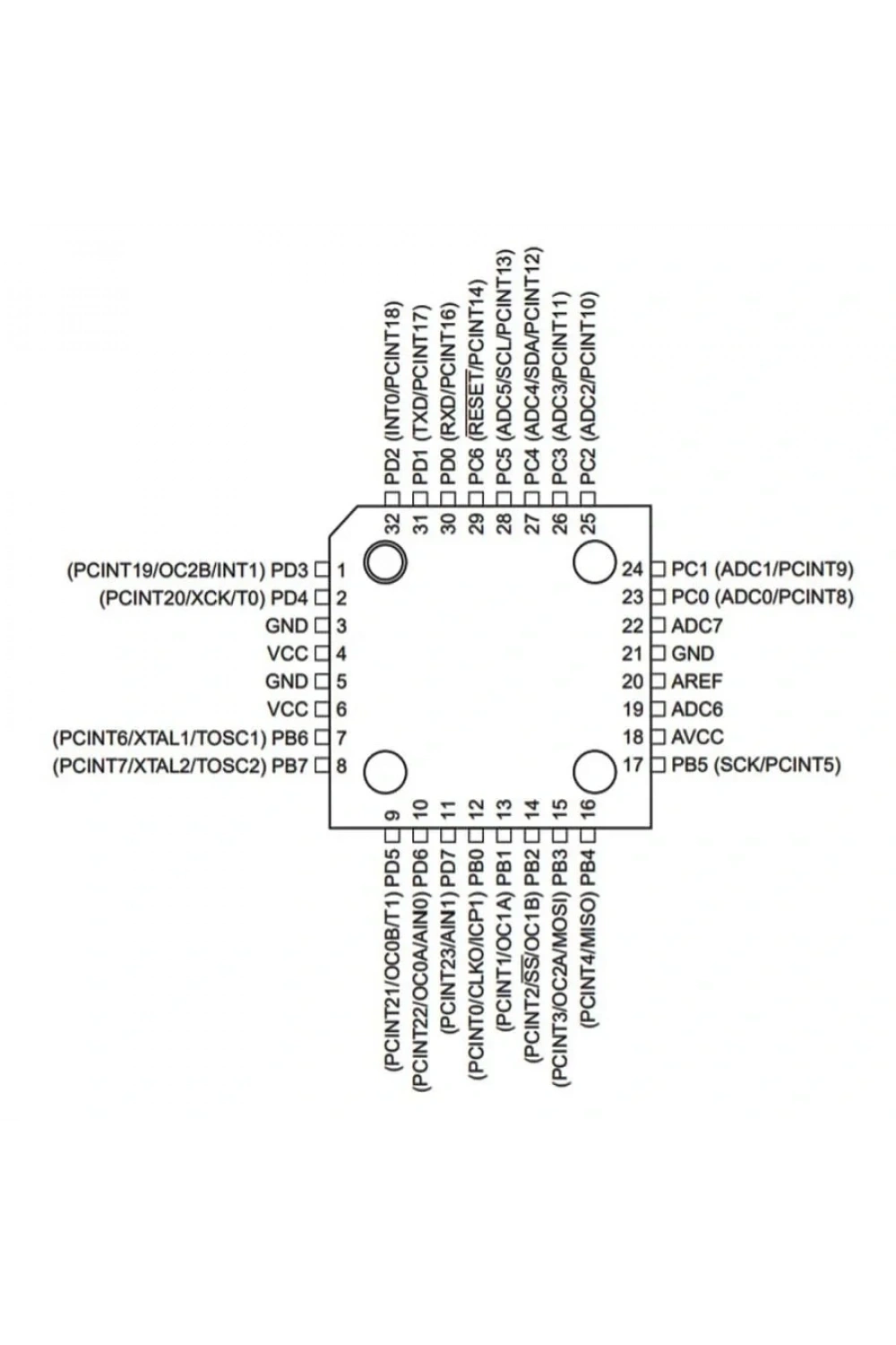 ATMEGA328PU-TH SMD 8-Bit 20MHz Mikrodenetleyici TQFP-32