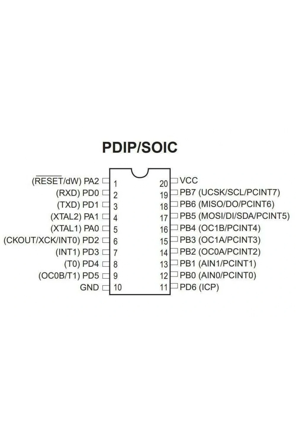 ATTINY2313-20PU DIP-20 20MHz Mikrodenetleyici