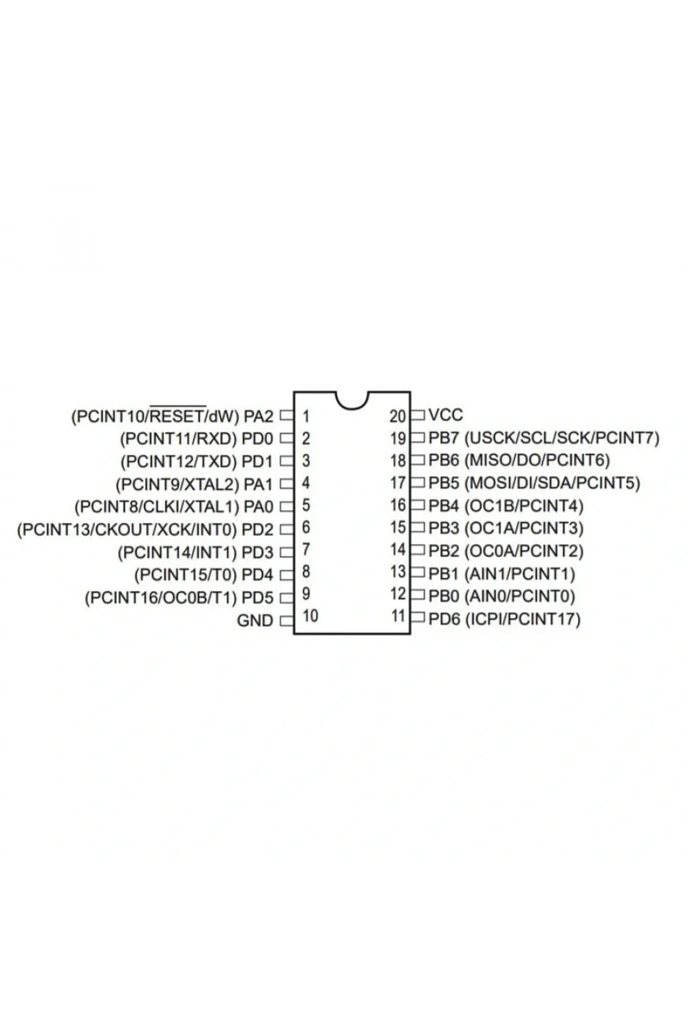 ATtiny2313A-PU 8-Bit 20MHz Mikrodenetleyici DIP-20