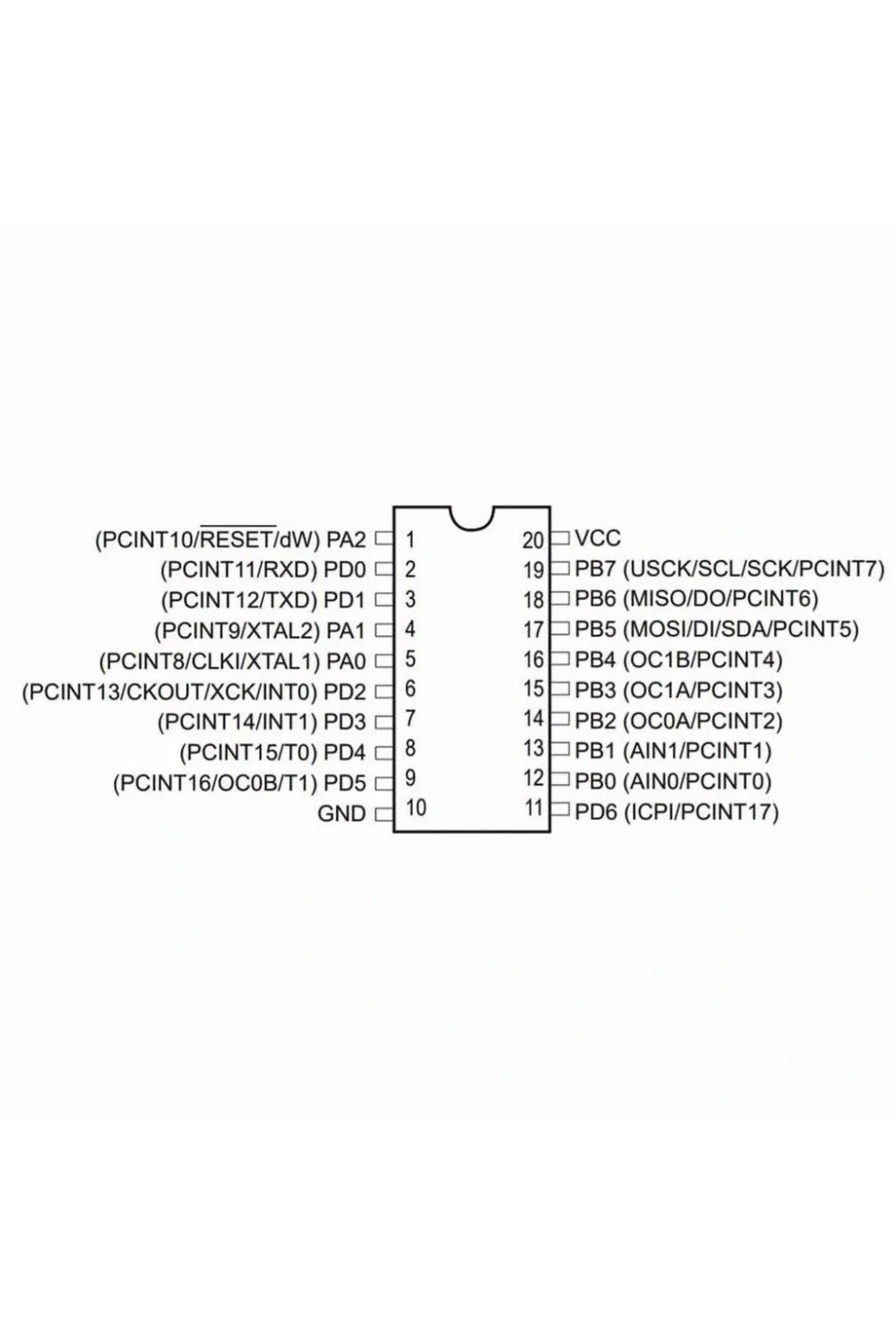 ATtiny2313A-SU SMD 8-Bit 20MHz Mikrodenetleyici SOIC-20