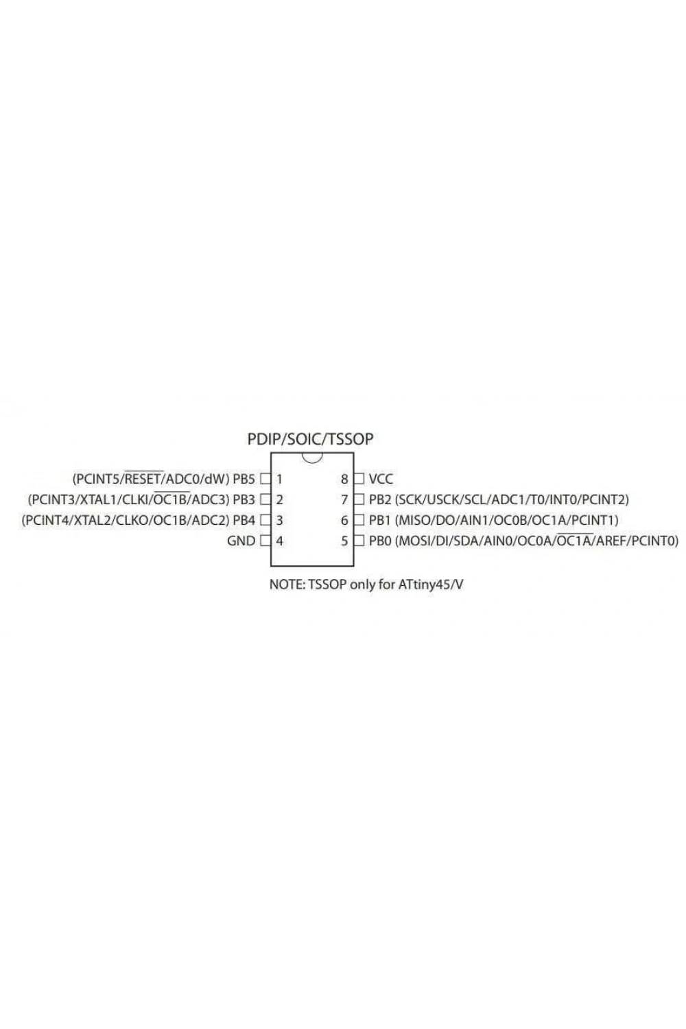 ATTINY25V-10PU DIP-8 10MHz Mikrodenetleyici