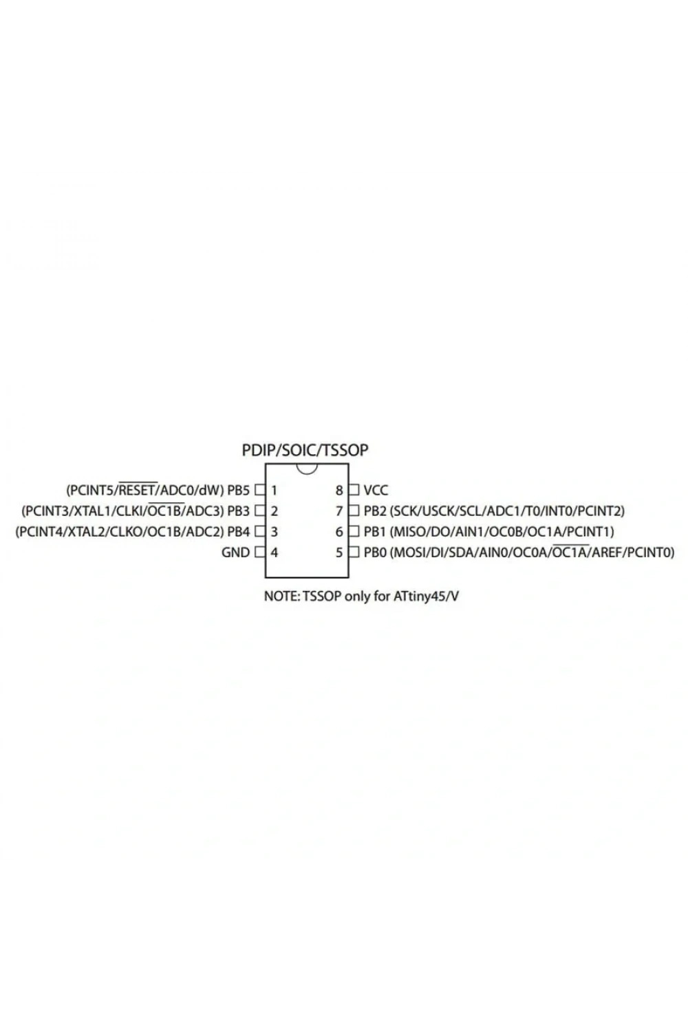 ATtiny45-20SU SMD 8-Bit 20MHz Mikrodenetleyici SOIC-8