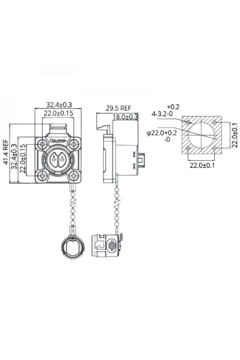 BD-20-J04SX-03-406A 4-Pin Su Geçirmez Konnektör - Dişi