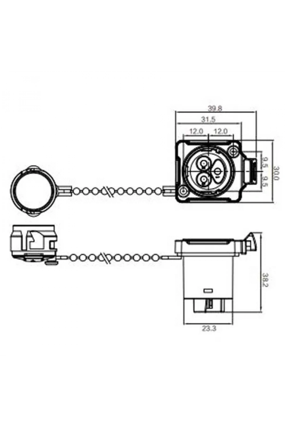 BD-24-J03SX-03-201A 3-Pin Su Geçirmez Konnektör - Dişi