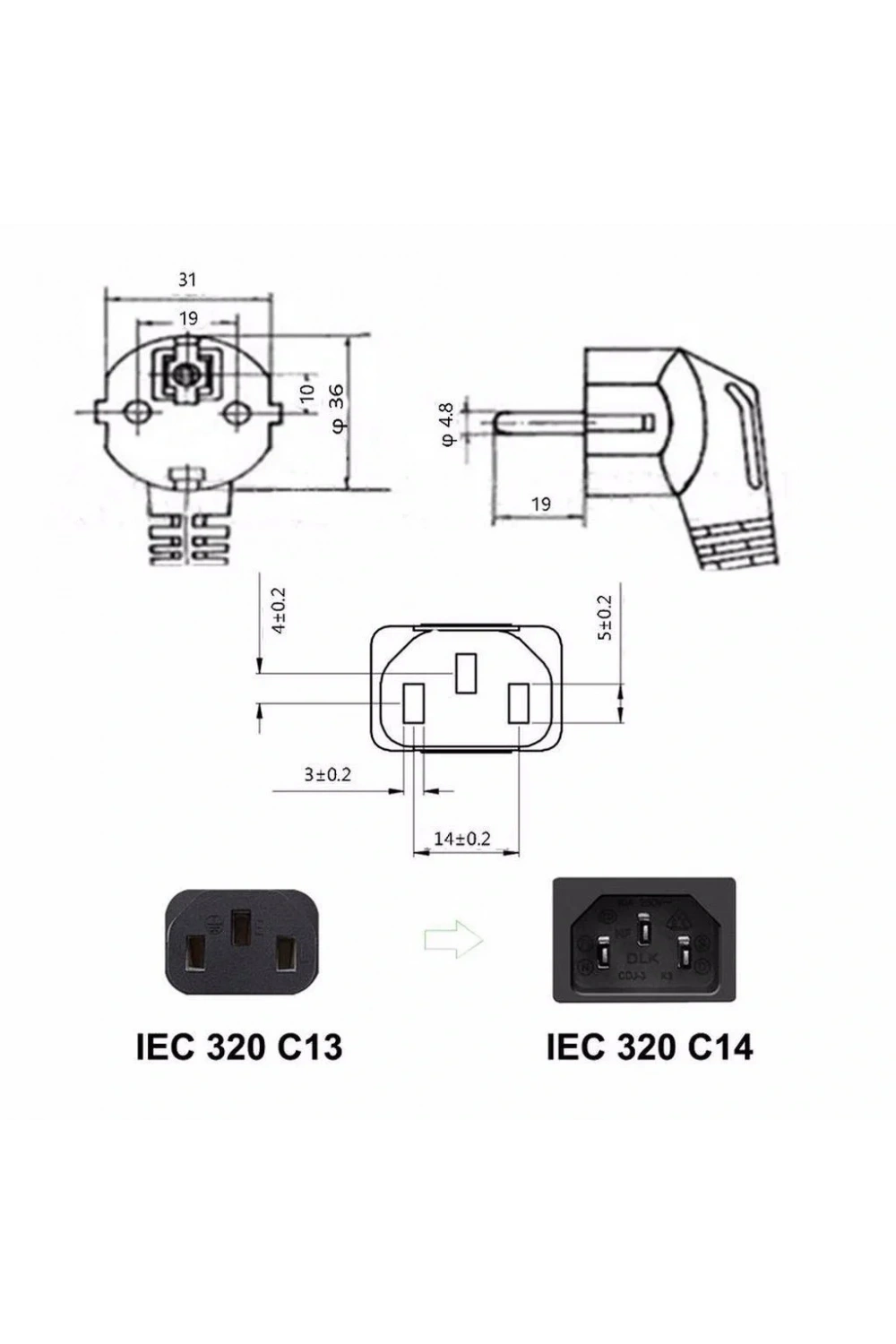 Bilgisayar Güç Kablosu Kasa Ekran Kablosu 3X0.75mm 1.5m
