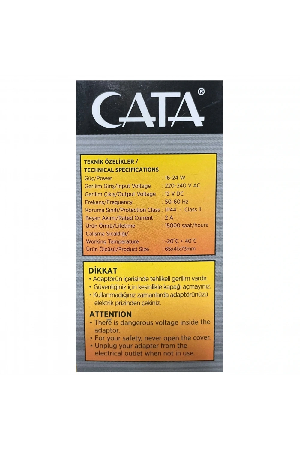 Cata CT-2551 Fişli Adaptör 2A 24W