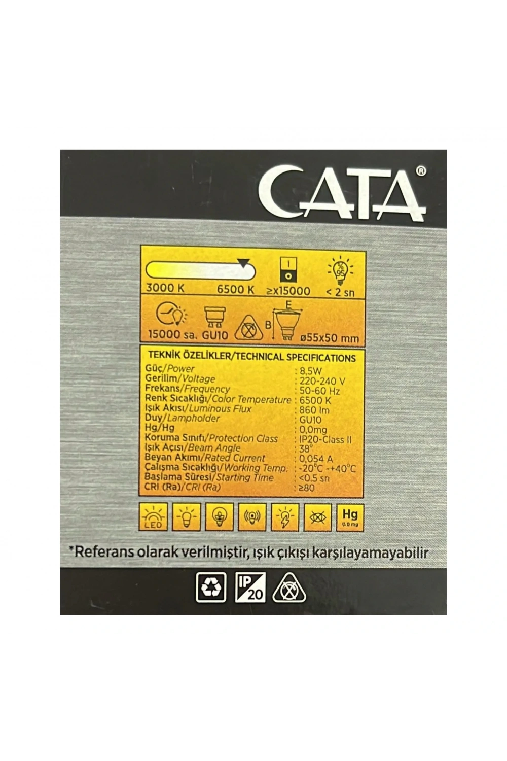 Cata CT-4211 Çanak Led Ampul 8.5W 6500K Beyaz Işık