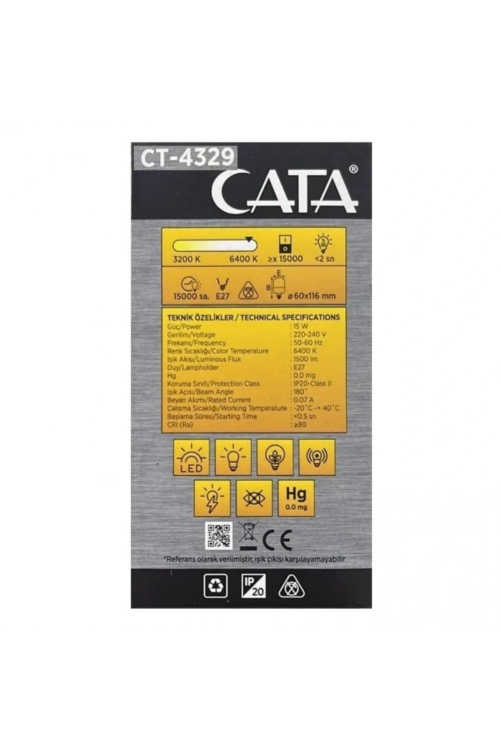 Cata CT-4329 15W E27 6400K Beyaz Led Ampul