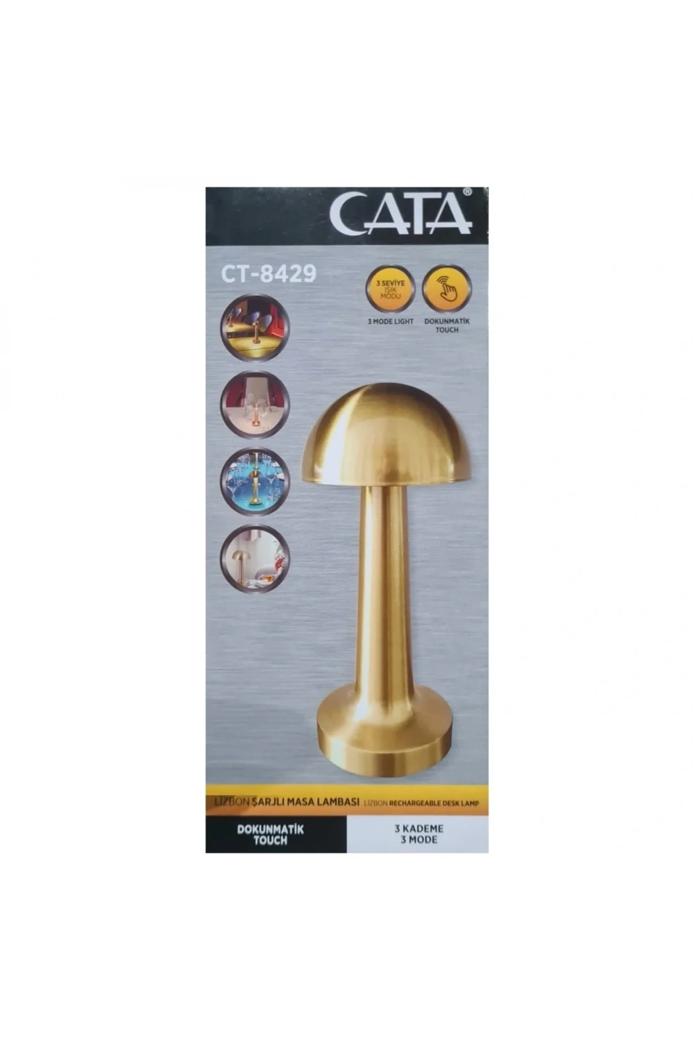 Cata CT-8429 Lizbon Dokunmatik Şarjlı Led Masa Lambası Gold