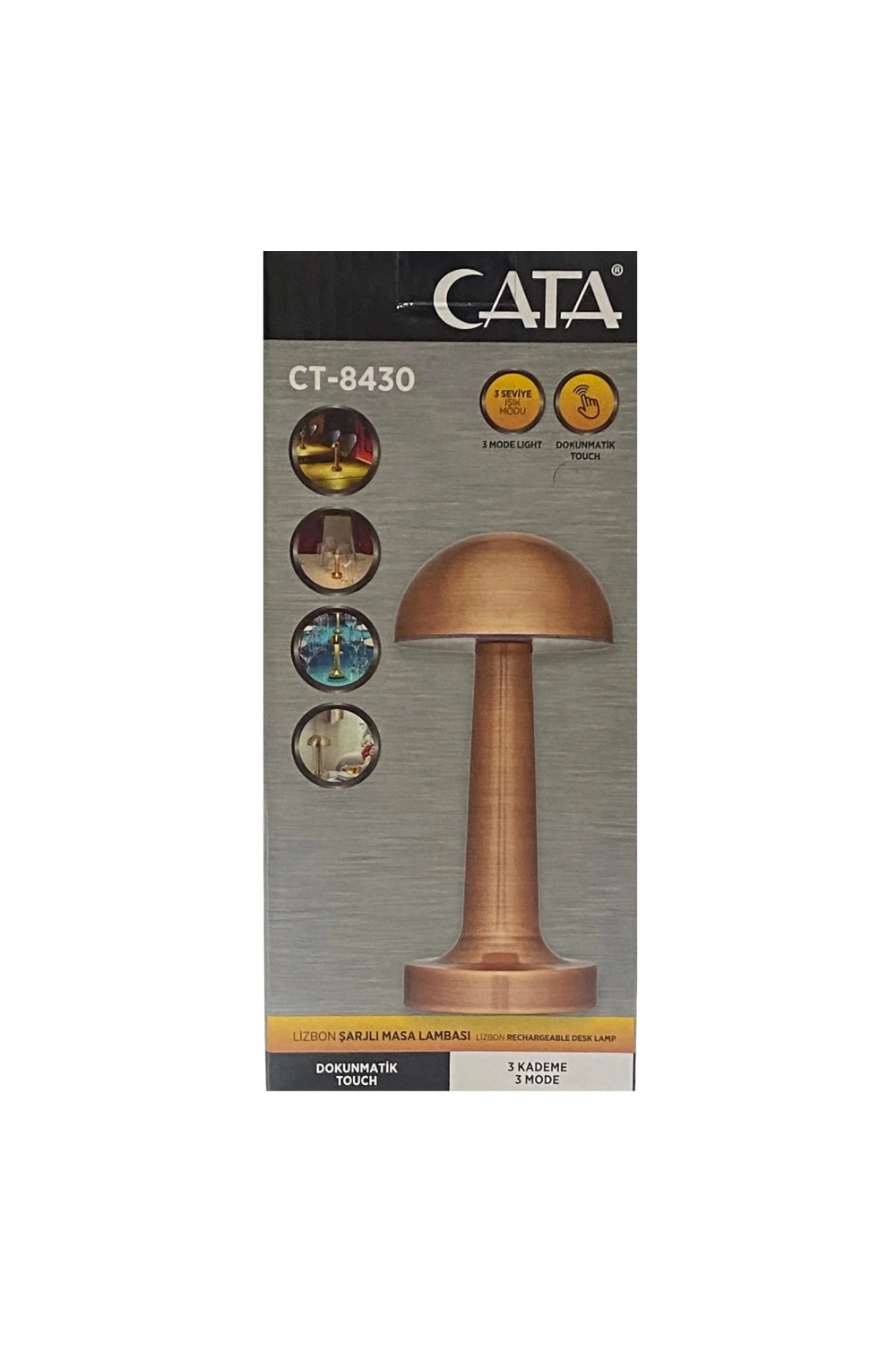 Cata CT-8430 Lizbon Dokunmatik Şarjlı Led Masa Lambası Bakır