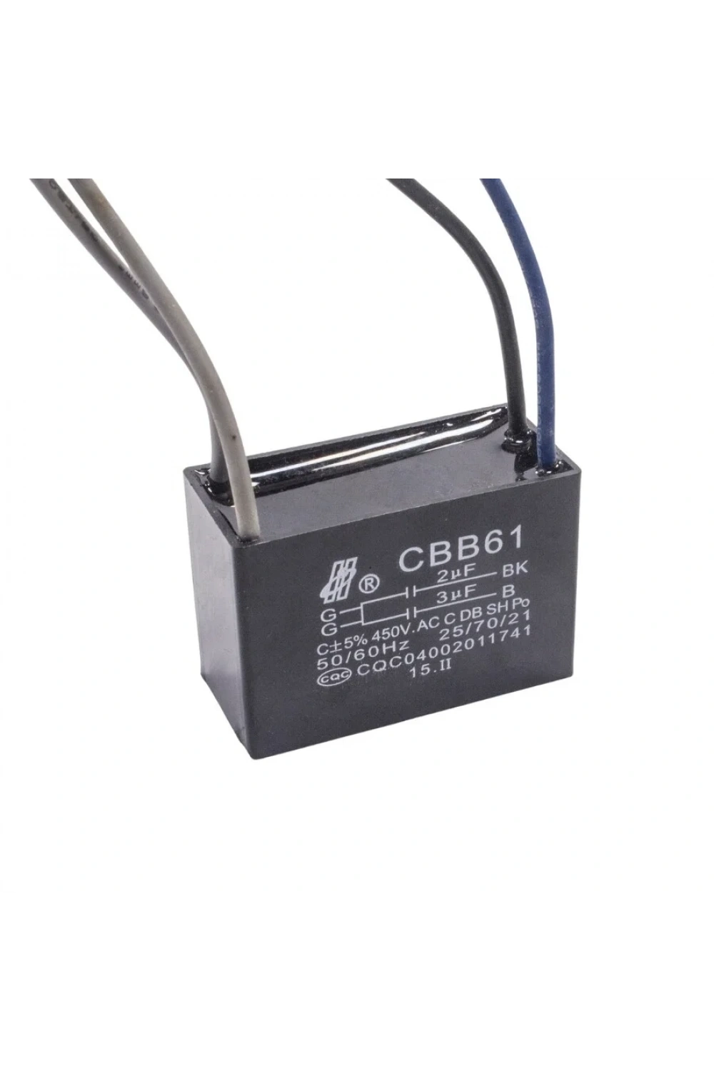 CBB61 2uF/3uF 450V Kablolu Kutulu Daimi Kondansatör