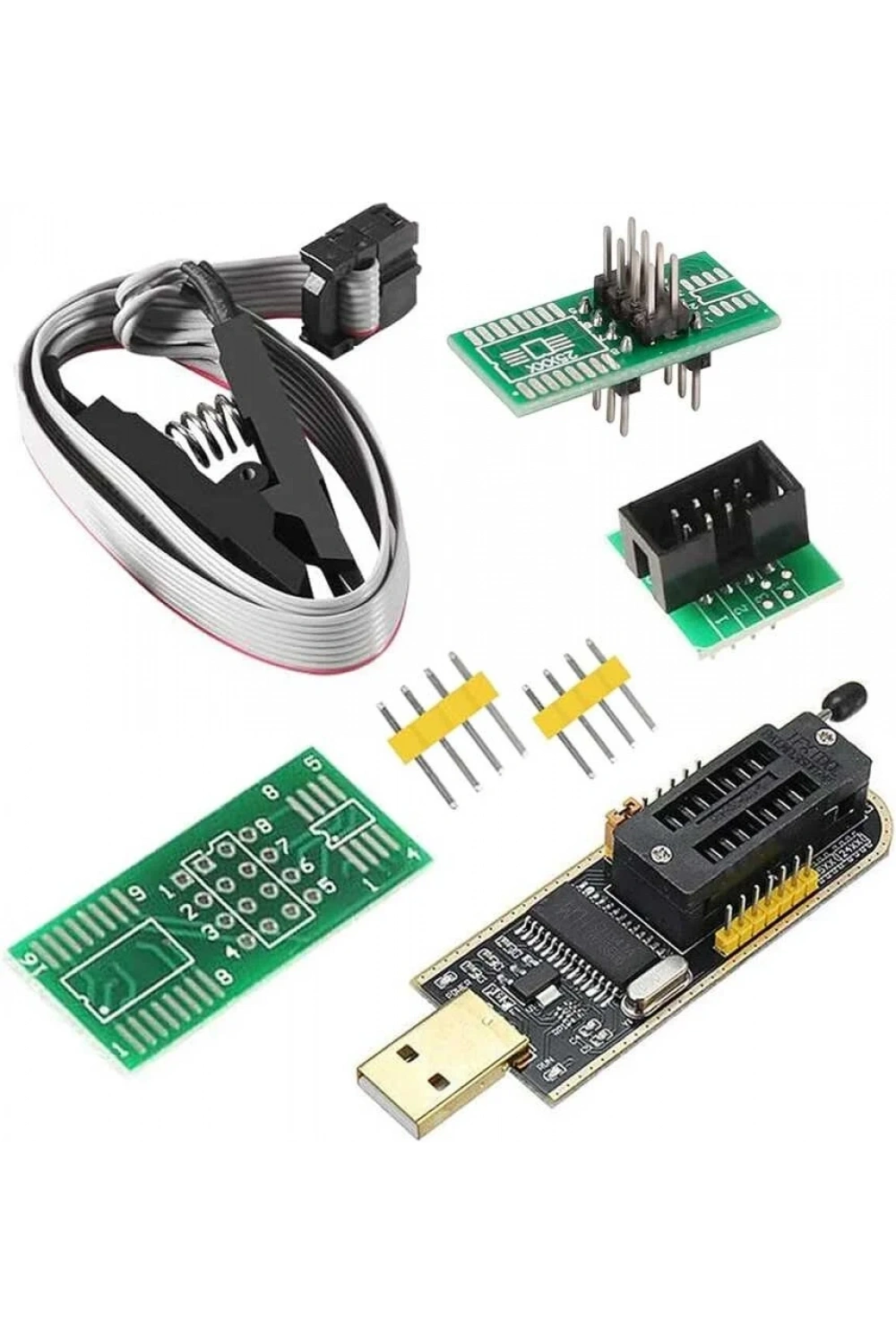 CH341A 24 25 Serisi EEPROM Flash BIOS USB Programlayıcı + SOIC8 Test Klipsi