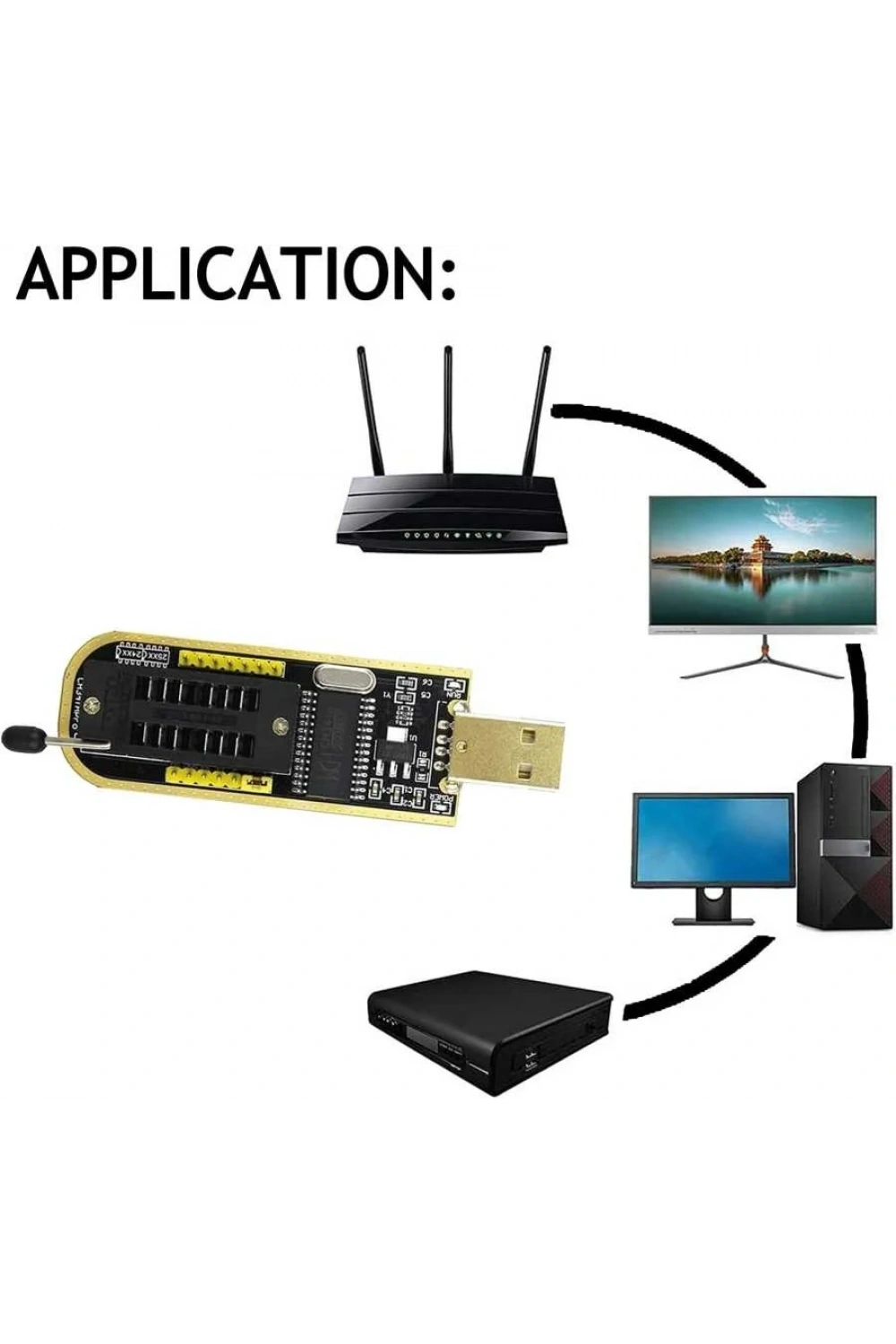 CH341A 24 25 Serisi EEPROM Flash BIOS USB Programlayıcı + SOIC8 Test Klipsi