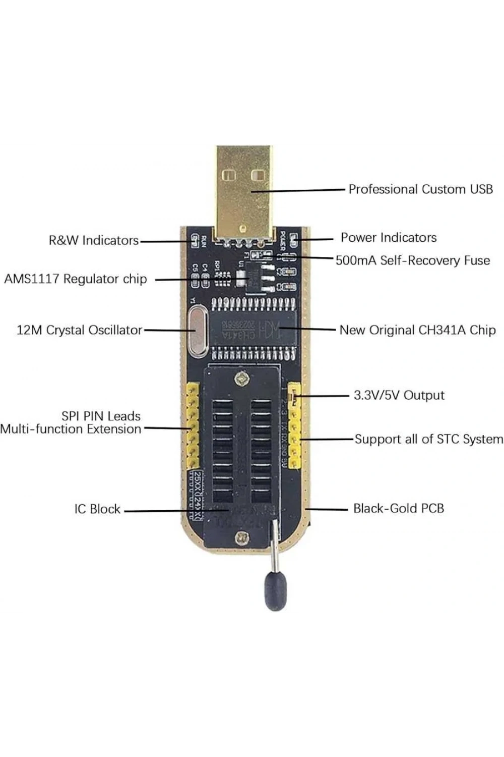 CH341A 24 25 Serisi EEPROM Flash BIOS USB Programlayıcı + SOIC8 Test Klipsi