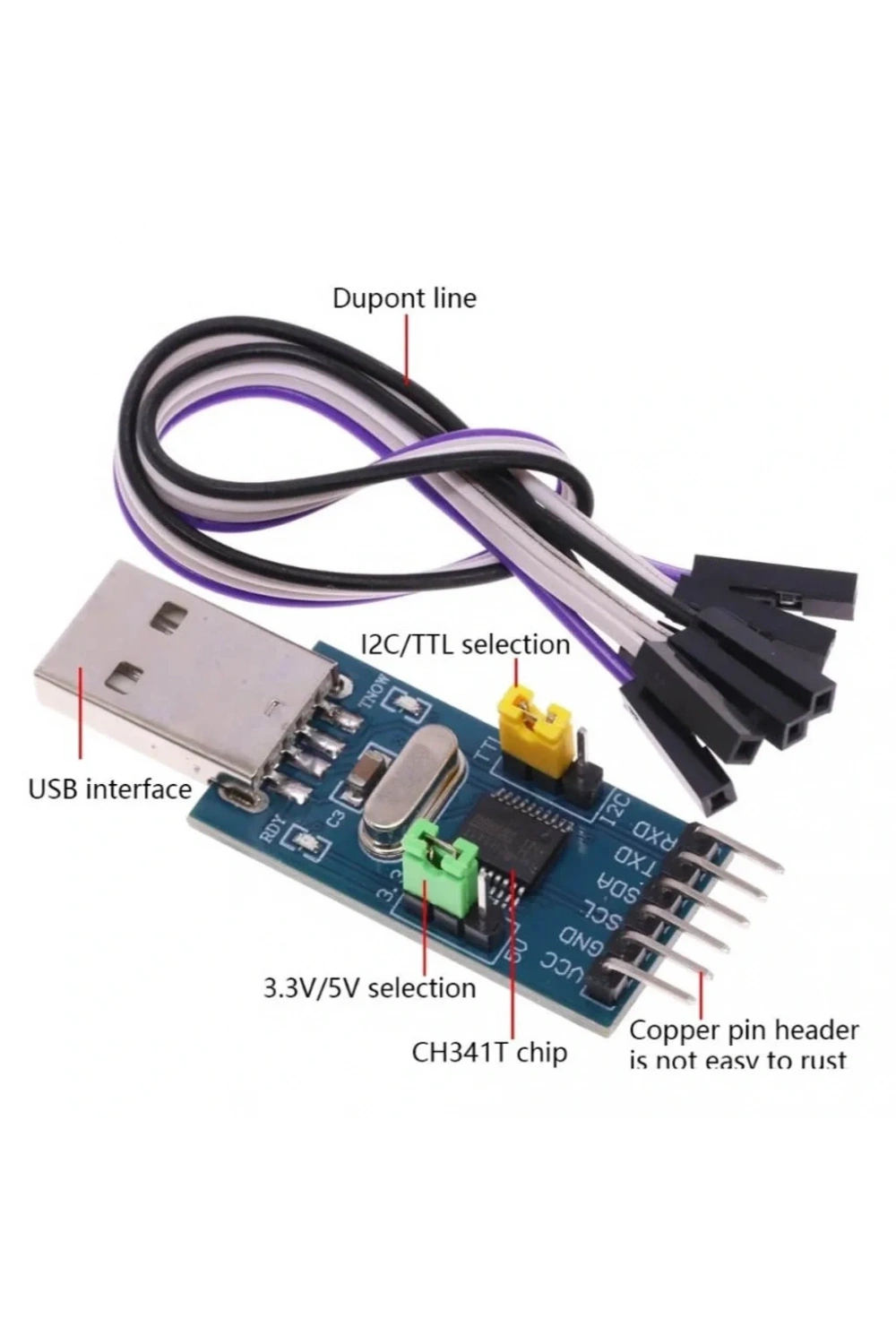 Ch341TTL 2 in 1 modül 3.3V 5V USB I2C IIC UART USB TTL