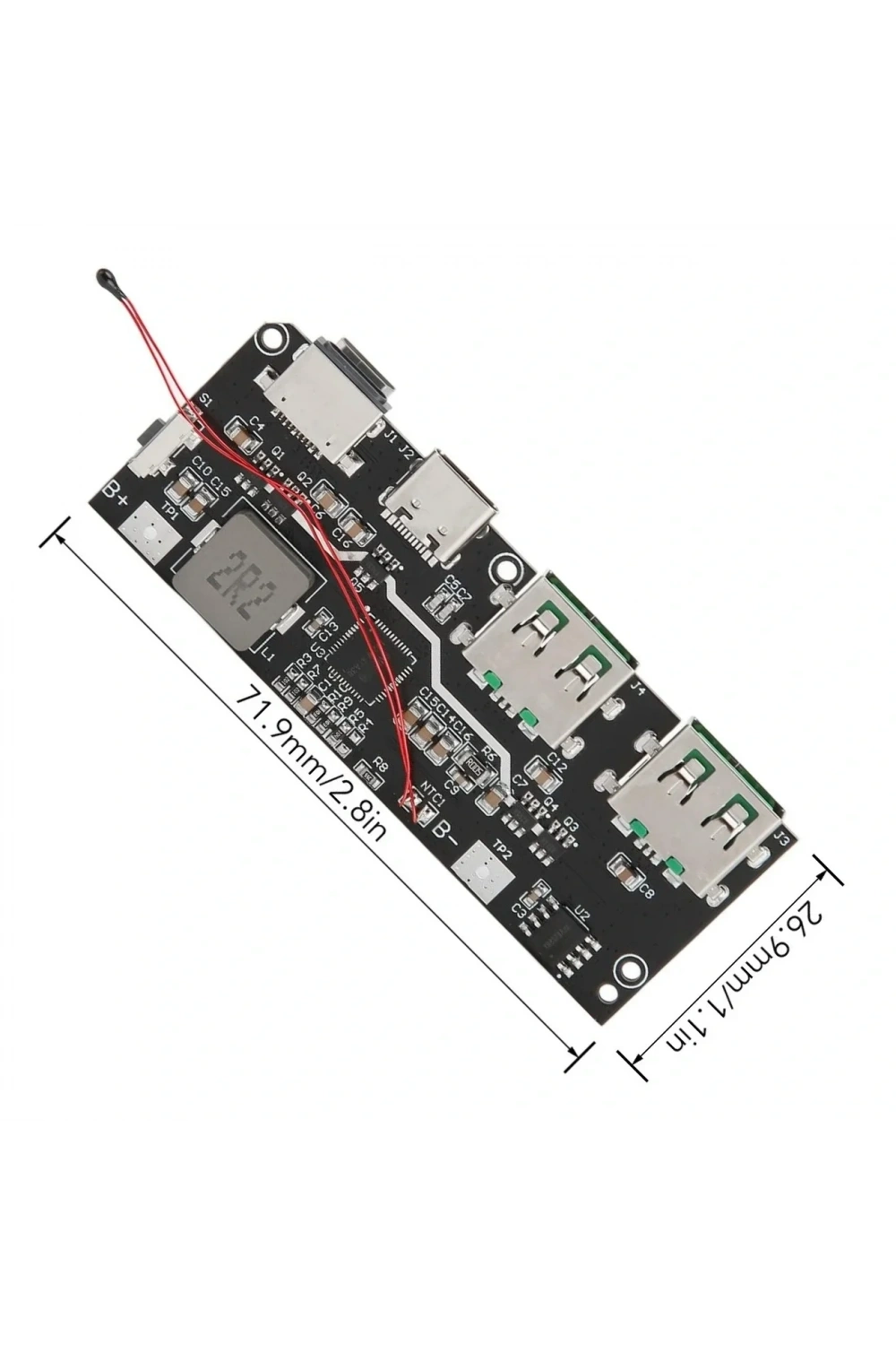 Çift USB 5V 22.5W Ledli Micro Type-C Powerbank Hızlı Şarj Modülü