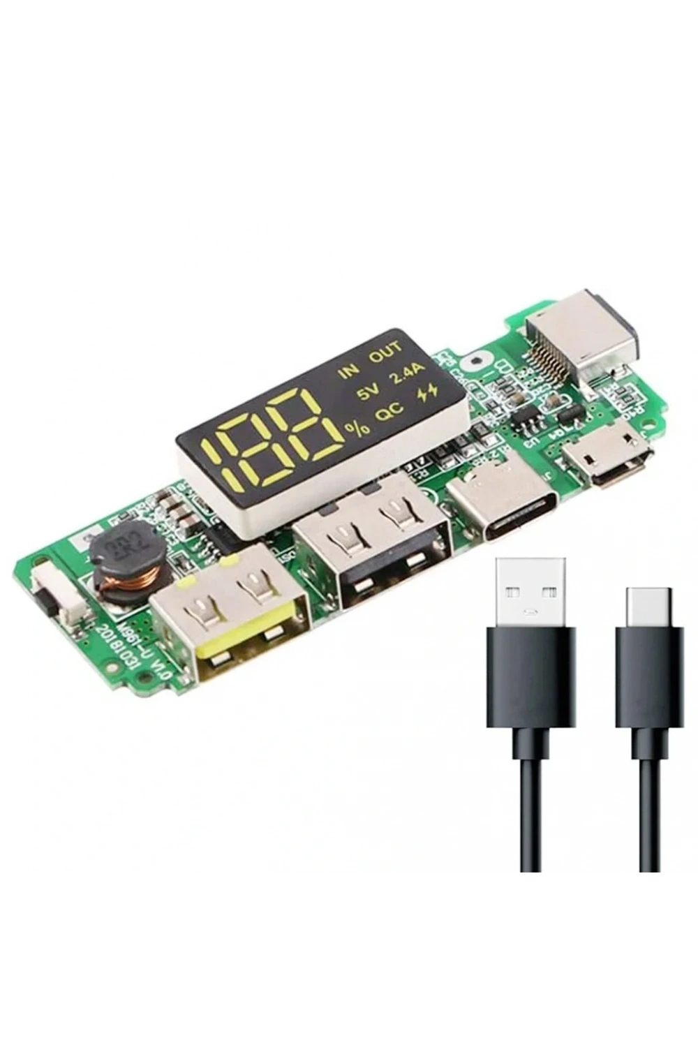 Çift USB 5V 2.4A Ledli Micro Type-C Powerbank Modülü