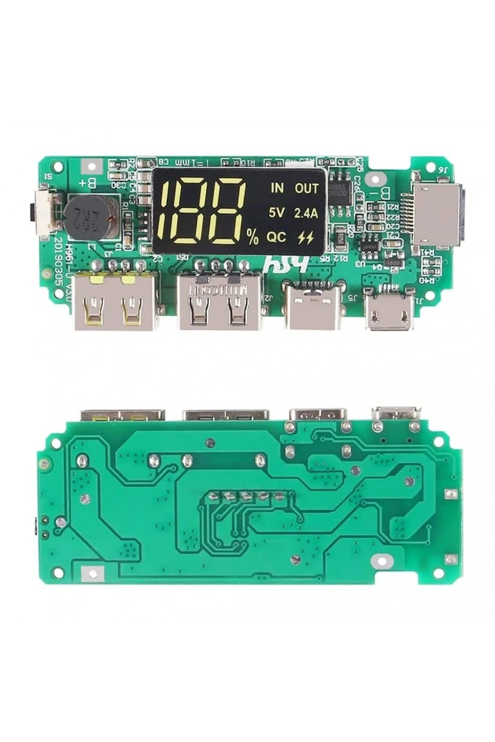 Çift USB 5V 2.4A Ledli Micro Type-C Powerbank Modülü