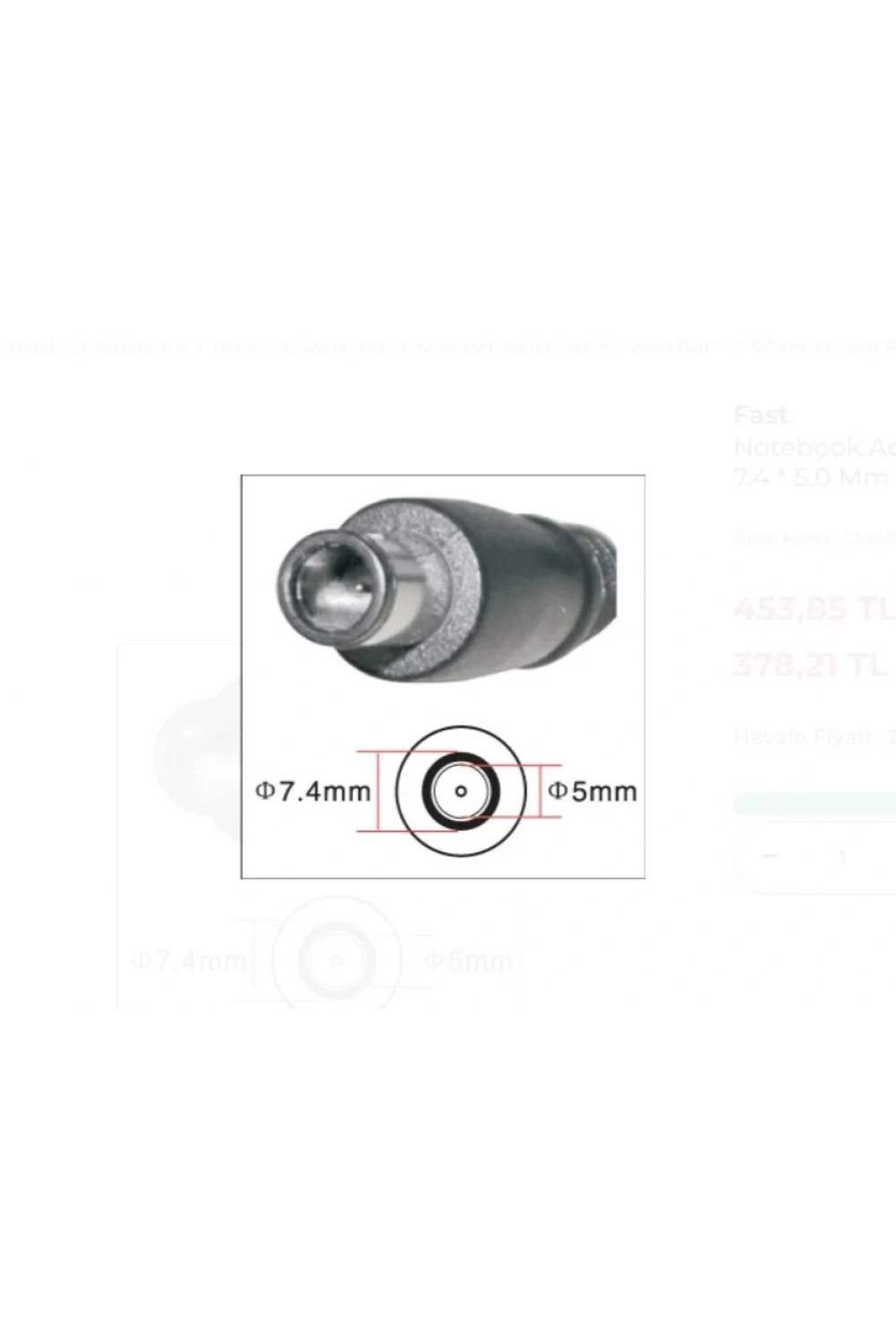CMADP041 19.5V 3.34A 7.4*5.0mm Dell Notebook Adaptör