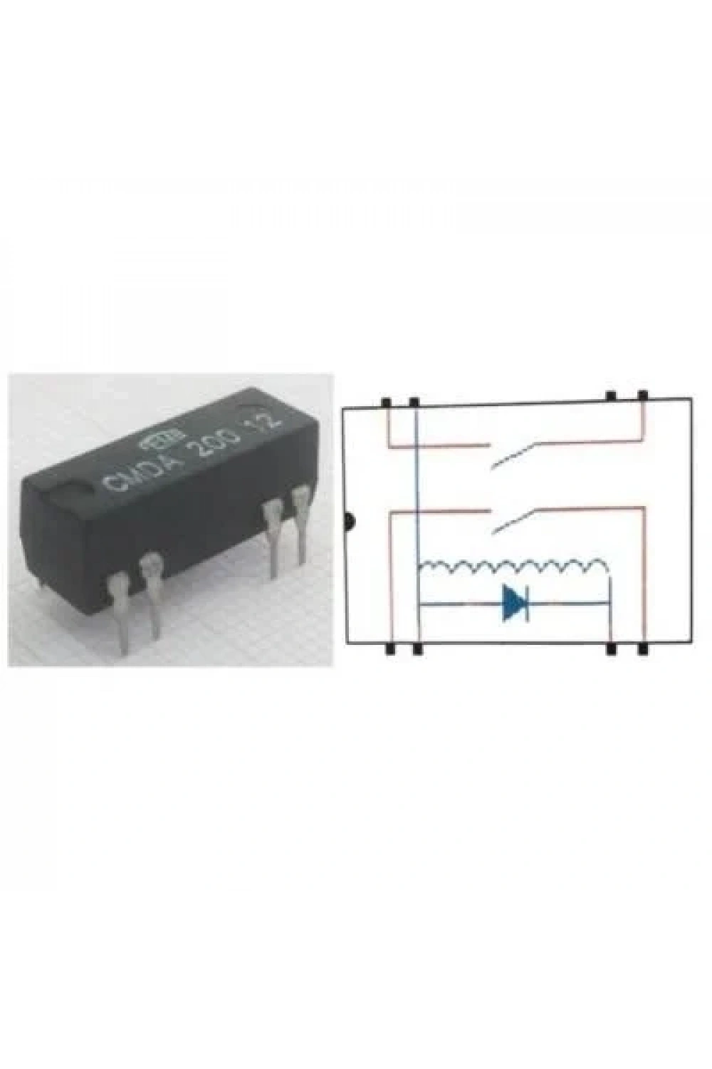 CMDA 200 12 Reed Röle Çift Kontak N/O 12VDC 0.5A