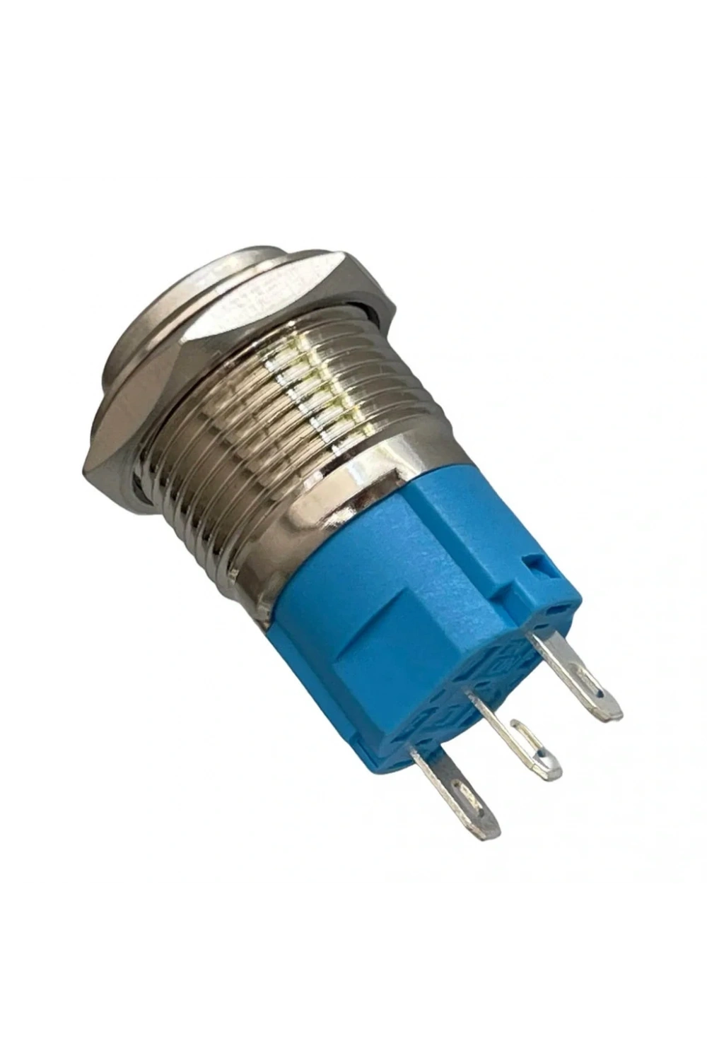 D21 16mm Metal Mavi halka Ledli Kalıcı Buton 24V