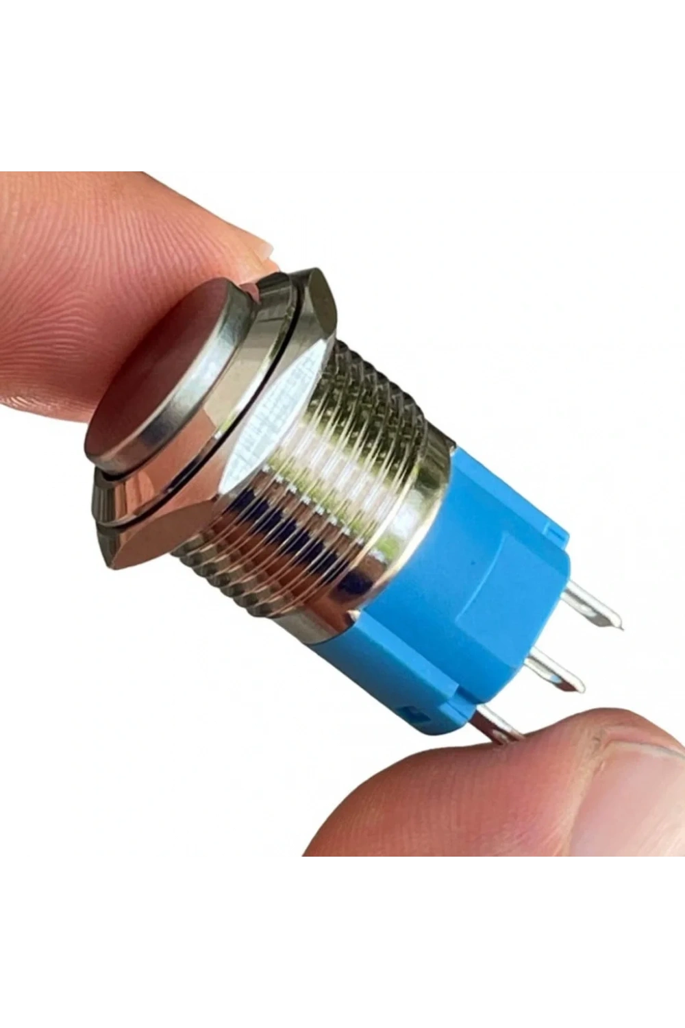 D21 16mm Metal Mavi halka Ledli Kalıcı Buton 24V