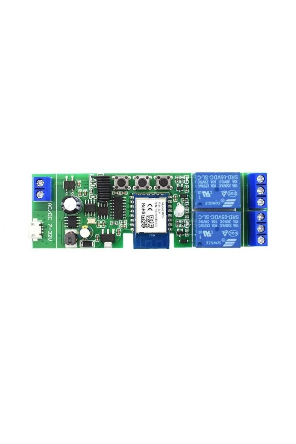 DC 7-32V WiFi 2 Kanal Röle Modülü - APP Kontrollü