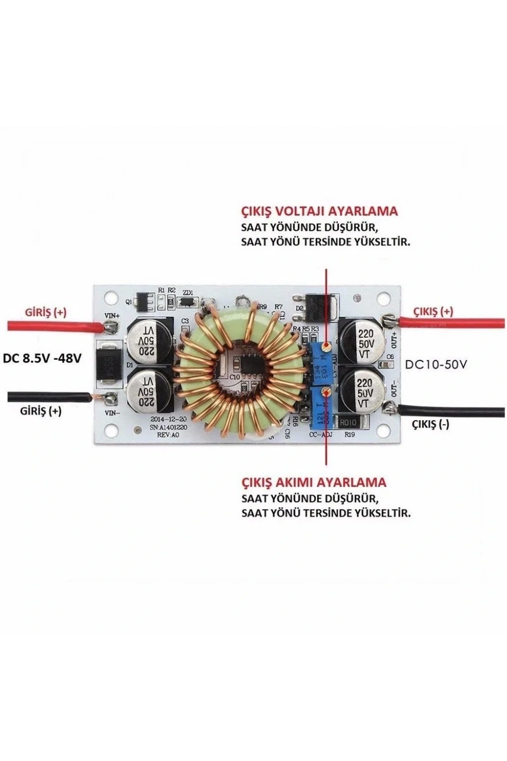 DC-DC 10A 250W Voltaj Yükseltici Dönüştürücü Led Sürücü Devre Kartı
