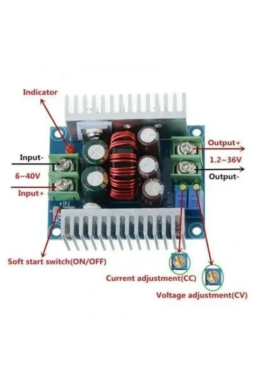 DC-DC 300W 20A Ayarlanabilir Voltaj Düşürücü Modül