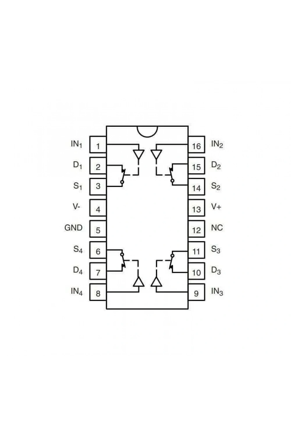 DG201BDJ-E3 DIP-16 Analog Anahtarlama Entegresi