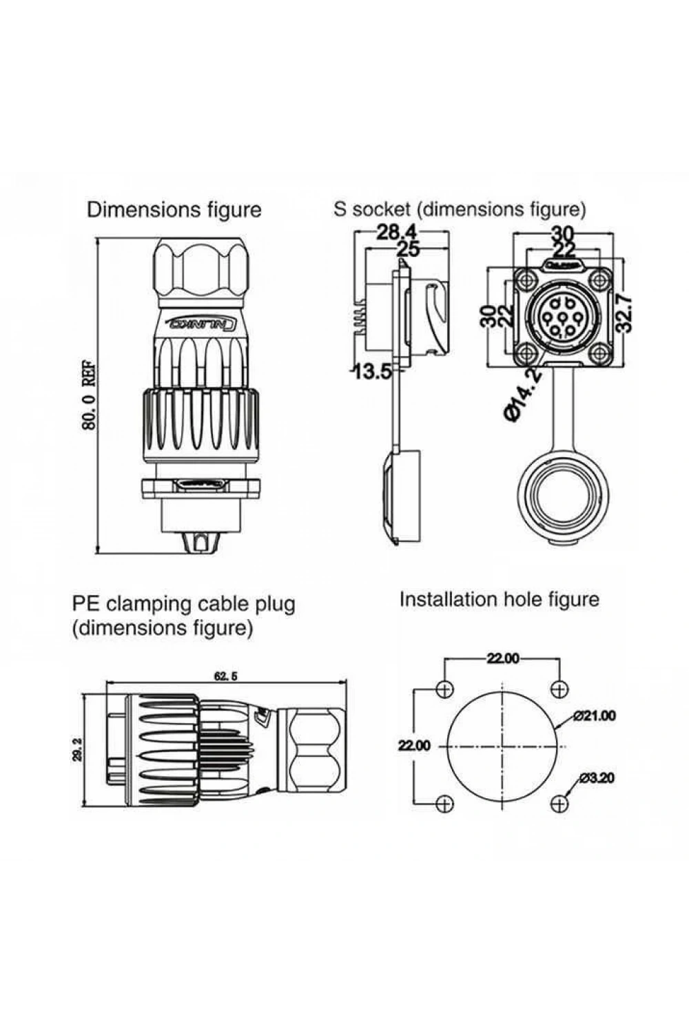DH-20-J07SX-03-401 7-Pin Su Geçirmez Konnektör - Dişi