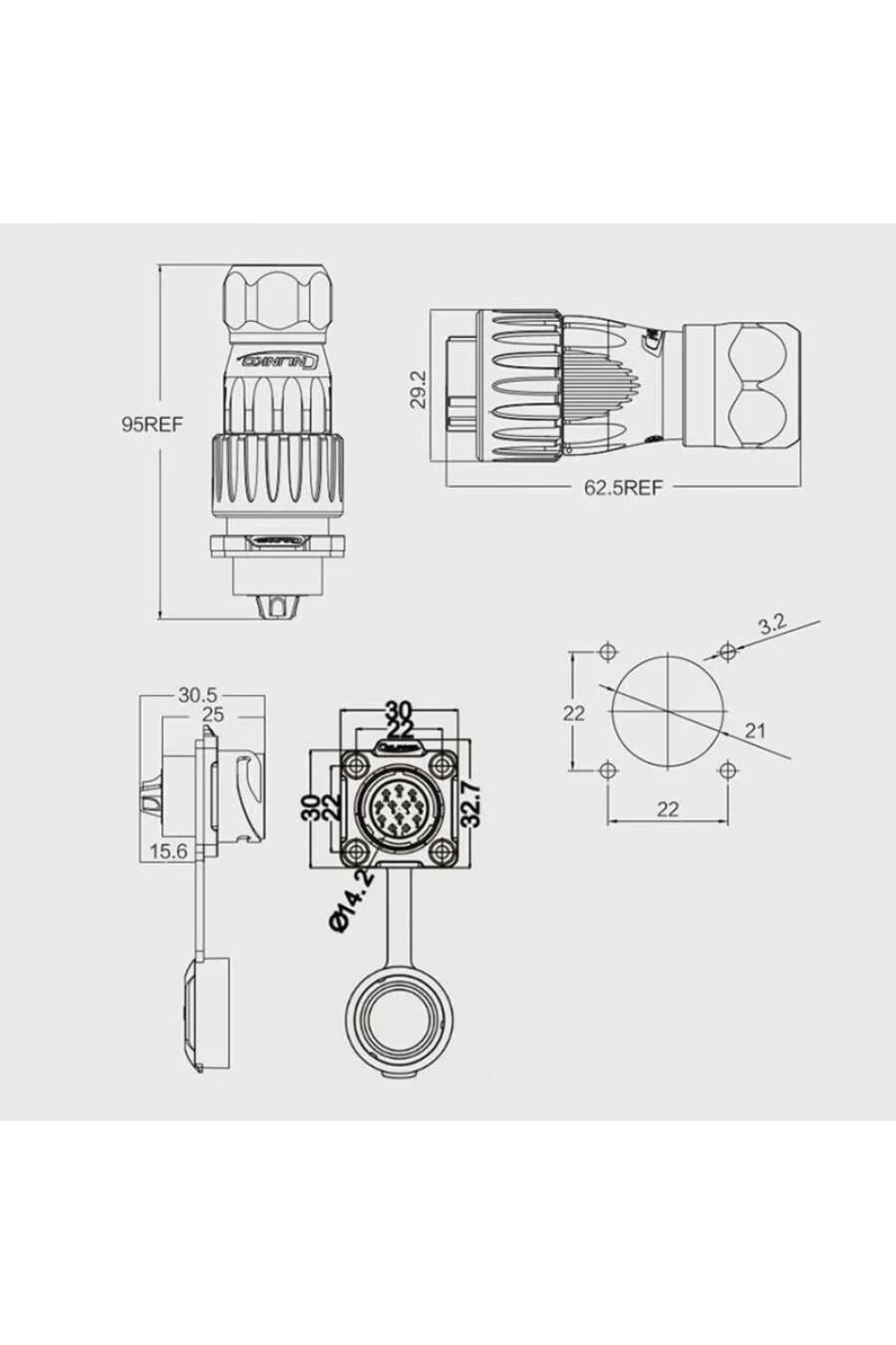 DH-20-J12SX-03-401 12-Pin Su Geçirmez Konnektör - Dişi