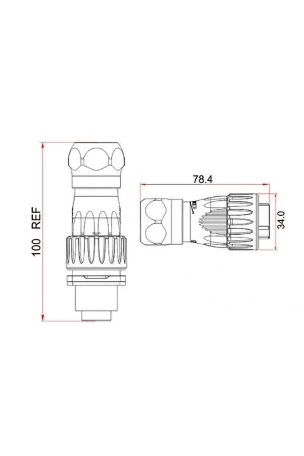 DH-24-C/RJ45/015/PE-43-001 Su Geçirmez Ethernet Konnektörü - Erkek