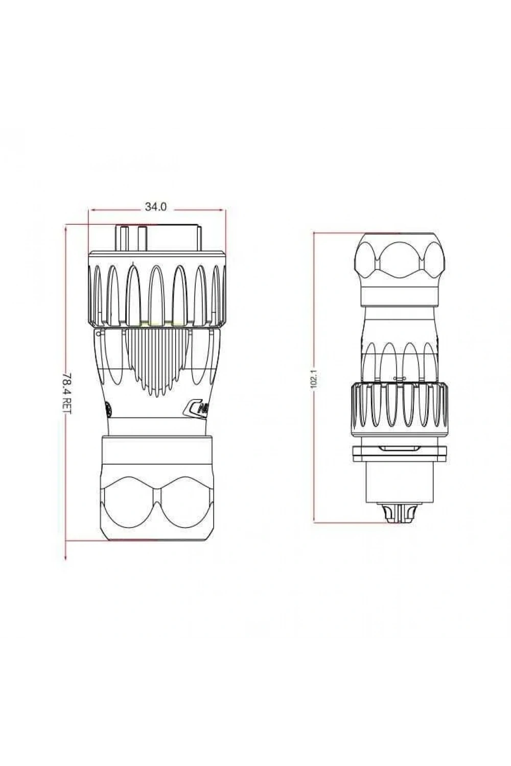 DH-24-C24PE-03-001 24-Pin Su Geçirmez Konnektör - Erkek